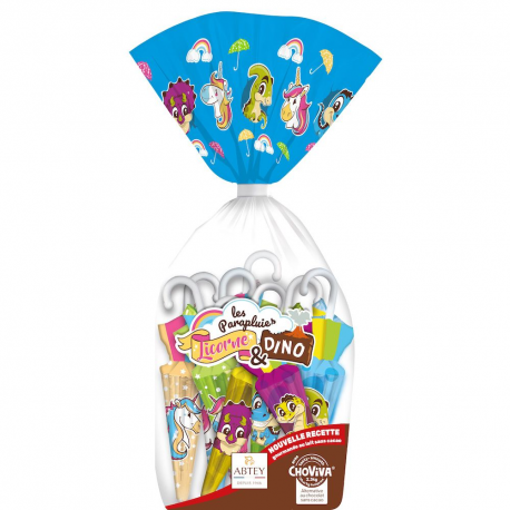 ~Sachet 8 parapluies licorne et dino 95g Choviva
