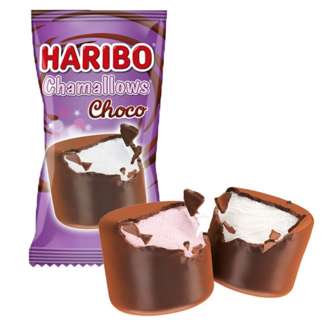 Haribo chamallows choco flowpack - carton vrac de 500 pièces