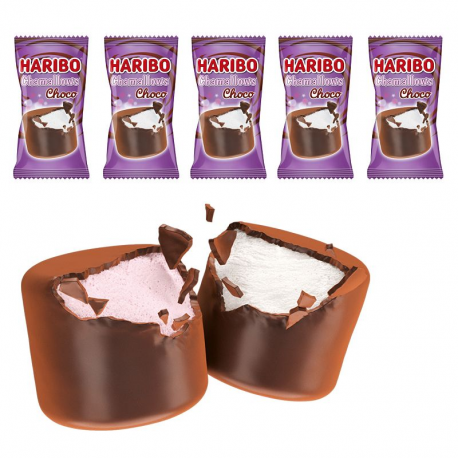 Haribo chamallows choco flowpack - carton vrac de 500 pièces