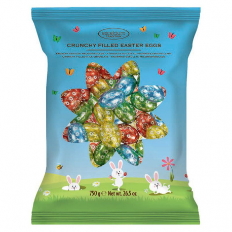 ~Oeufs chocolat lait et fourrés noisettes croustillants 750g