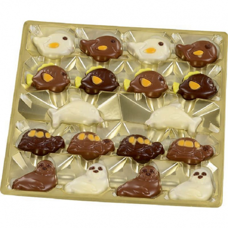 Boîte figurines océan colorées praliné 250g