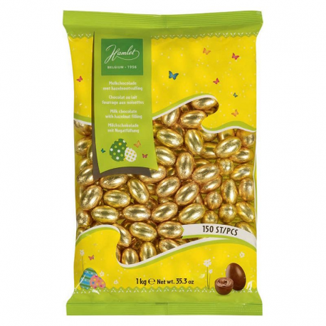 ~Oeufs chocolat au lait fourrés noisettes Kg