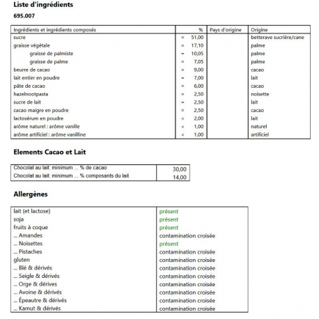 ~Oeufs chocolats au lait fourrés noisettes 125g