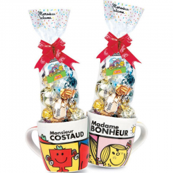 ~Mugs Mr & Mme avec bouchées chocolat 100g - 19cm