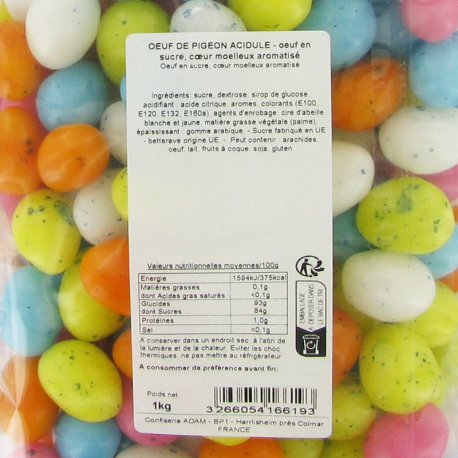 ~Oeufs de pigeon acidulés vrac 1kg
