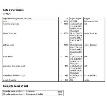 ~Filet oeufs chocolats lait 100g