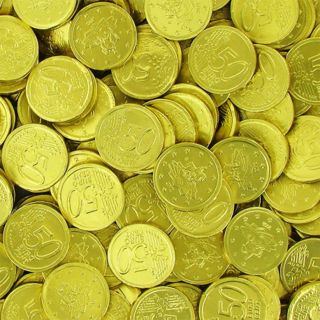 Piéces €uro or s/alu chocolat au lait 3g en carton vrac