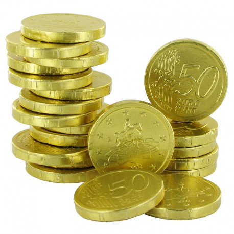 Piéces €uro or s/alu chocolat au lait 3g en carton vrac