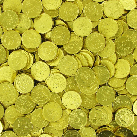 Piéces €uro or s/alu chocolat au lait 3g en carton vrac