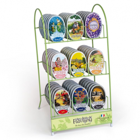Présentoir métal Flavigny +108 boites ovales + 100 échantillons OFFERTS