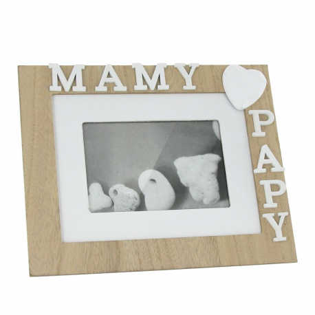 Cadre papy mamy en bois naturel 22x18cm