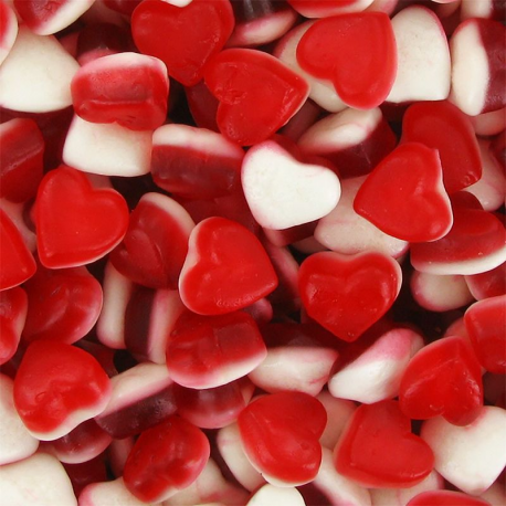 Petits coeurs fraise crème lisses kg Dulceplus
