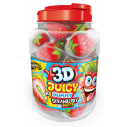 Juicy gummy strawberry (fraise) 3D Johny Bee tubo de 60
