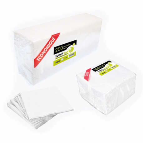 Serviettes blanches 30x30cm 1 Pli