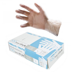Gants vinyle poudrés blanc taille L en carton de 100