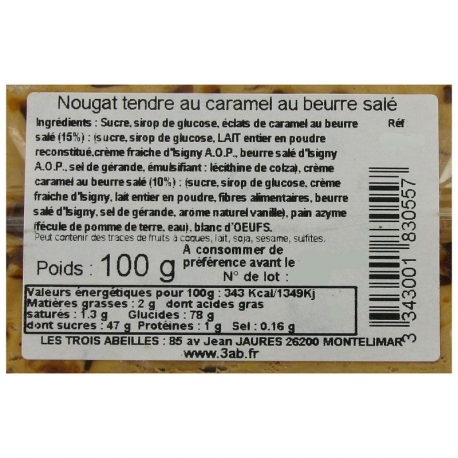 Barre de nougat tendre au beurre salé 100g
