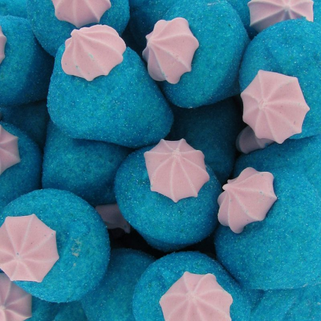 Fraises bleues acidulées guimauve 20g vrac Chirico carton de 7,5kg