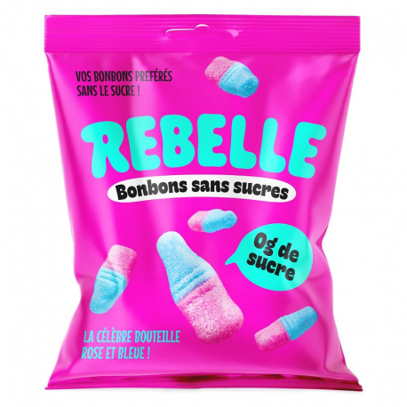 Sachet Bouteilles roses et bleues sans sucres 50g Rebelle
