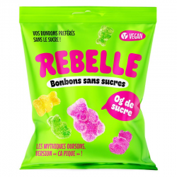 Sachet Oursons acidulés sans sucres 50g Rebelle