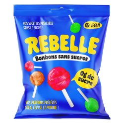 Sachet 7 sucettes Lollipops sans sucres Rebelle