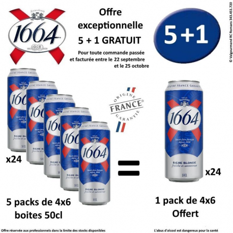 Lot 1664 blonde 4x6 boîte 50cl - 5 packs +1 offert