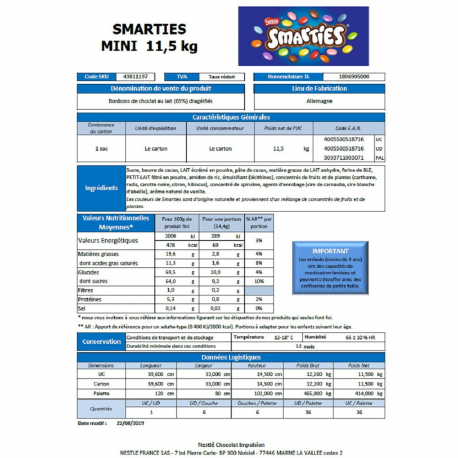 Smarties mini carton vrac kg