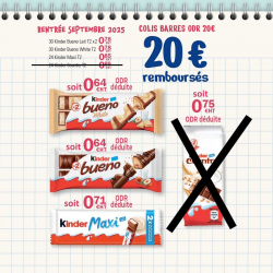 Colis barres Kinder 20€ remboursés (sans Country T2)