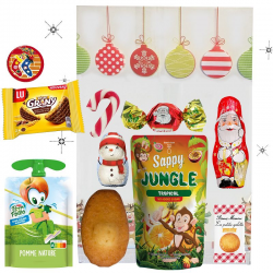 Sachet goûter de Noël 10 pièces compote + boisson