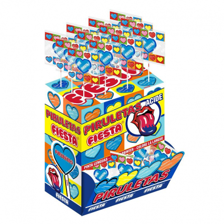 Sucettes coeurs mûres acides piruletas - boîte de 80
