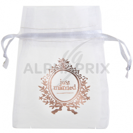 Pochons organdi just married rose gold