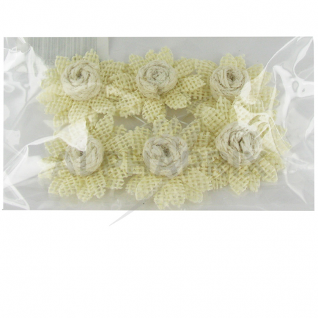 Fleurs en jute IVOIRE par 6