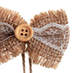 Noeuds en jute, dentelle et bouton sur lien par 6