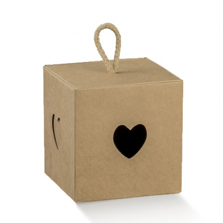 Boîte coeur cordelette marron