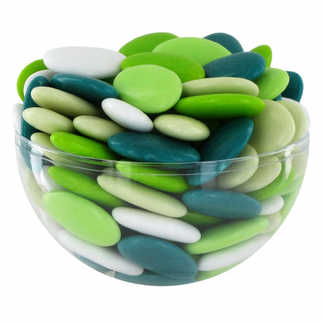 Dragées chocolat 71% - camaïeu de VERT coloris assortis