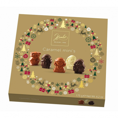 Chocolats caramels mini's hiver 175g boîte or