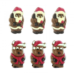 Plâteau Pères Noël et Elans - moulages décorés 55g