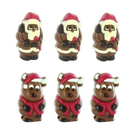 Plâteau Pères Noël et Elans - moulages décorés 55g