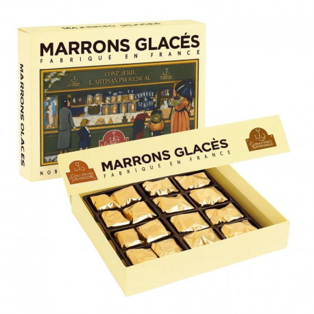 Coffret de 16 Marrons glacés pliés or - 270g