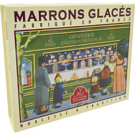 Coffret de 16 Marrons glacés pliés or - 270g