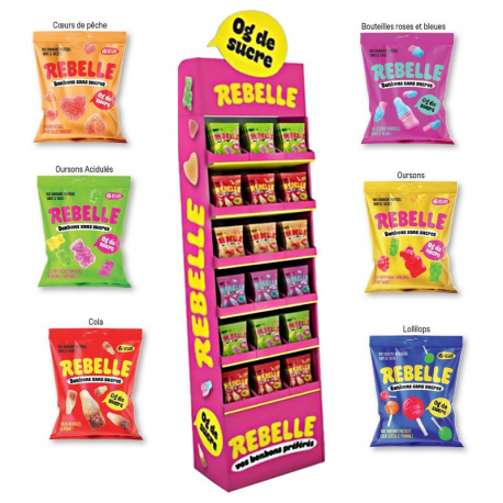 Présentoir 216 sachets assortis s/s Rebelle
