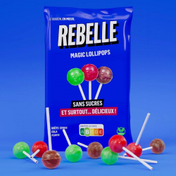 Sachet 7 sucettes Lollipops sans sucres Rebelle