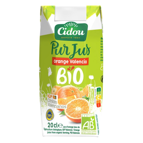 Briquette pur jus d'orange BIO 20cl Cidou