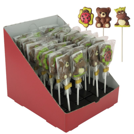 ~Sucettes animaux 15g chocolat - display a