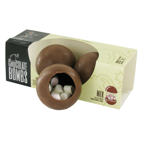 ~Etui 3 bombes chocolat lait garnies de guimauves