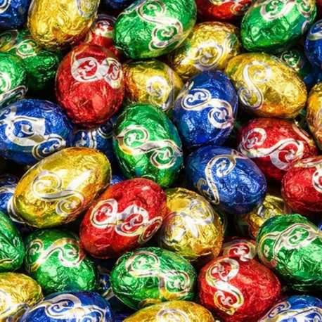 ~Oeufs chocolat au lait fourrés noisettes 500g