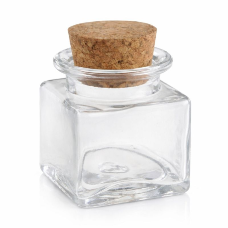 Mini pots carré avec bouchon en liège par 12
