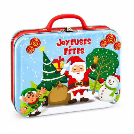 Bte métal"joyeuses fêtes" 18.5x13.5x8 avec poignee