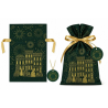 Pochon en pp intisse vert ruban satin or 20x30cm