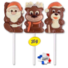 Sucettes chocolat Pères Noël Oursons Rennes assortis 35g GM