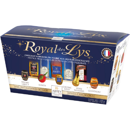 PRECOMMANDE Ballotin Royal des Lys assortiment liqueur 220g Abtey